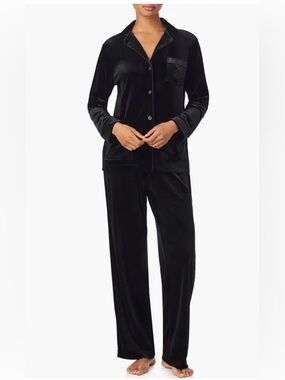 Black Label Ralph Lauren Women's Black Velvet Luxury Pajama Set Size Small